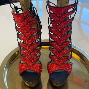 Custom bling black stiletto heels